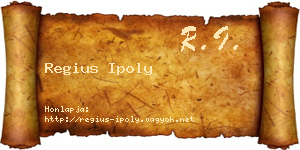 Regius Ipoly névjegykártya